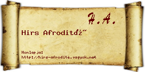 Hirs Afrodité névjegykártya